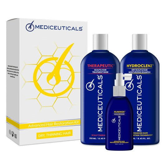 Zestaw kosmetyków stymulujący porost włosów, suche włosy (HydraclenzTM 250ml, TherapeuticTM 250ml, NuminoxTM 125ml)